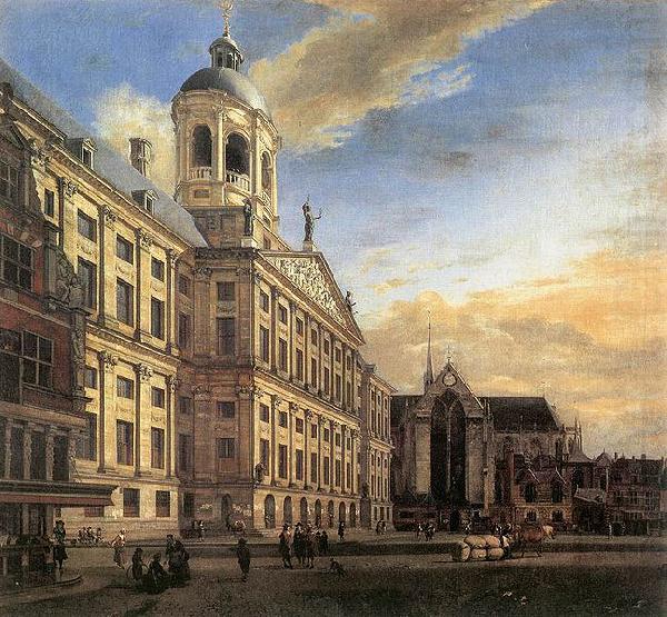 Amsterdam, Dam Square with the Town Hall and the Nieuwe Kerk, Jan van der Heyden